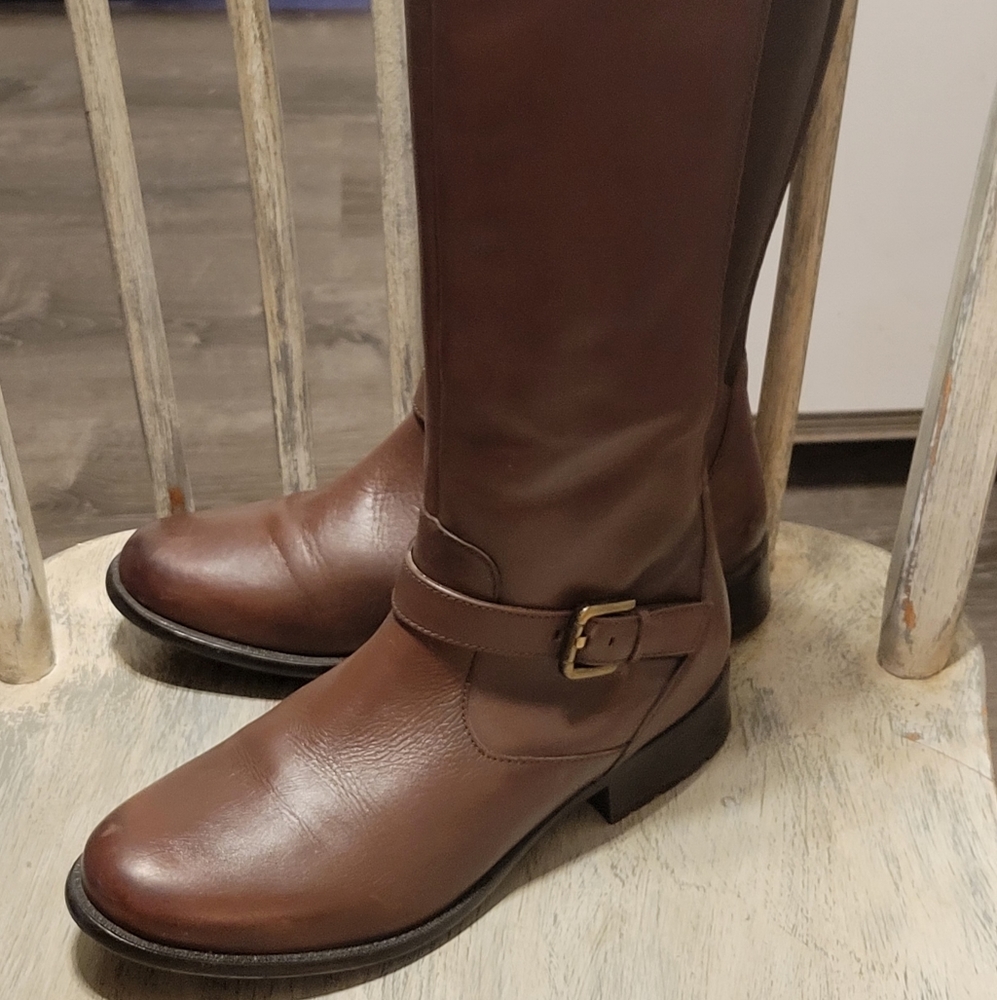 CLARK'S MAHONEY BROWN LEATHER Riding Boots Sz 9